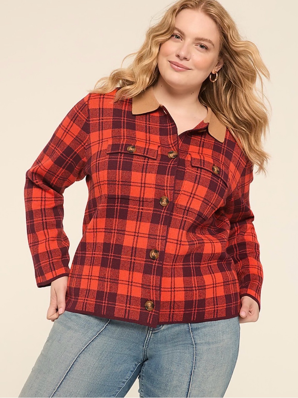 Lane Bryant Fireside Plaid Button-Front Cardigan 2X NWT